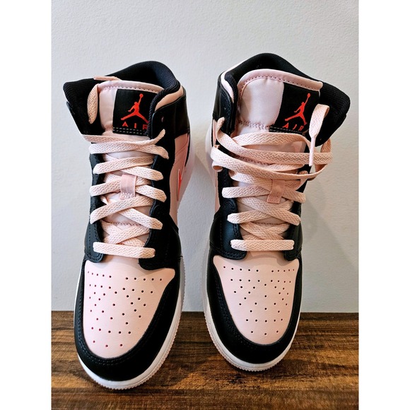 Nike Air Jordan 1 Mid Atmosphere Pink Black 554725-604 GS Size 7Y Womens 8.5 - Picture 4 of 10